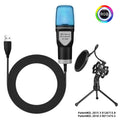 Black RGB multifunctional microphone W/ USB, shock mount & 7 luminous colors